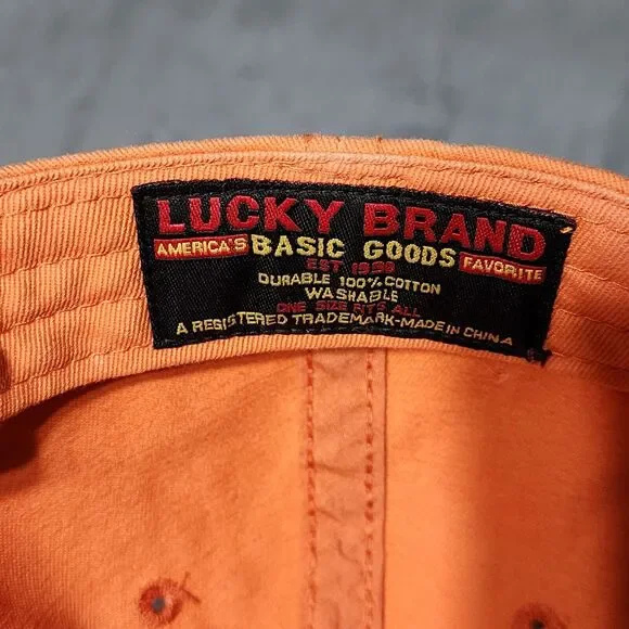 Lucky Brand 69 Orange Baseball Cap Hat Adj. Size Cotton Fairy Gypsy Whimsical - Picture 12 of 12
